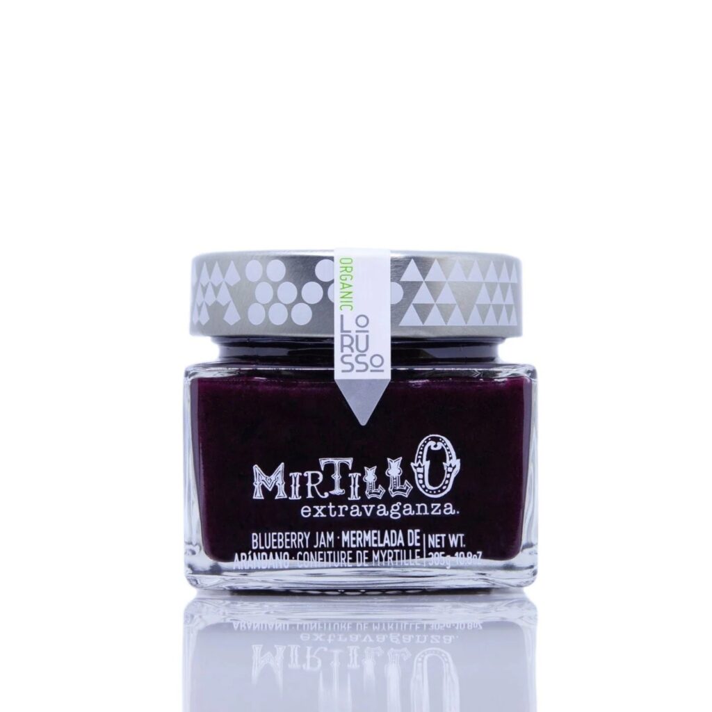 Gourmet-herkut Lorusso Mirtillo Extra Vaganza mustikkahillo 305g, luomu (G,V)