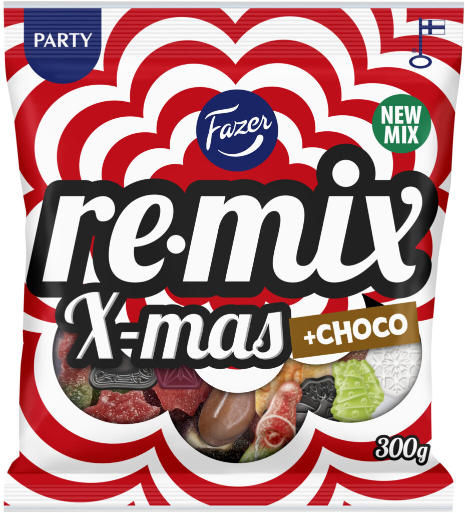 Fazer Remix Xmas +choco karkkipussi 300g (uusi sisältö)