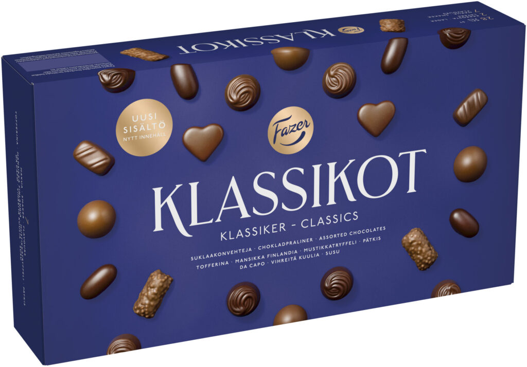 Fazer Klassikot suklaakonvehtirasia 260g (uusi sisältö) 28 konvehtia, 7 eri makua