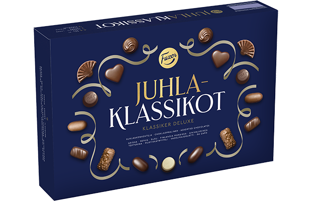 Fazer Juhlaklassikot suklaakonvehtirasia 380g (uutuus) 44 konvehtia, 9 eri makua